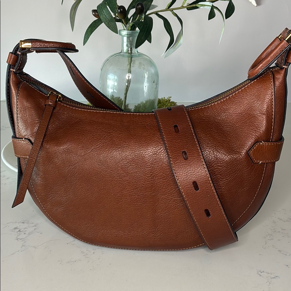 New Fossil Harwell Leather Hobo Bag